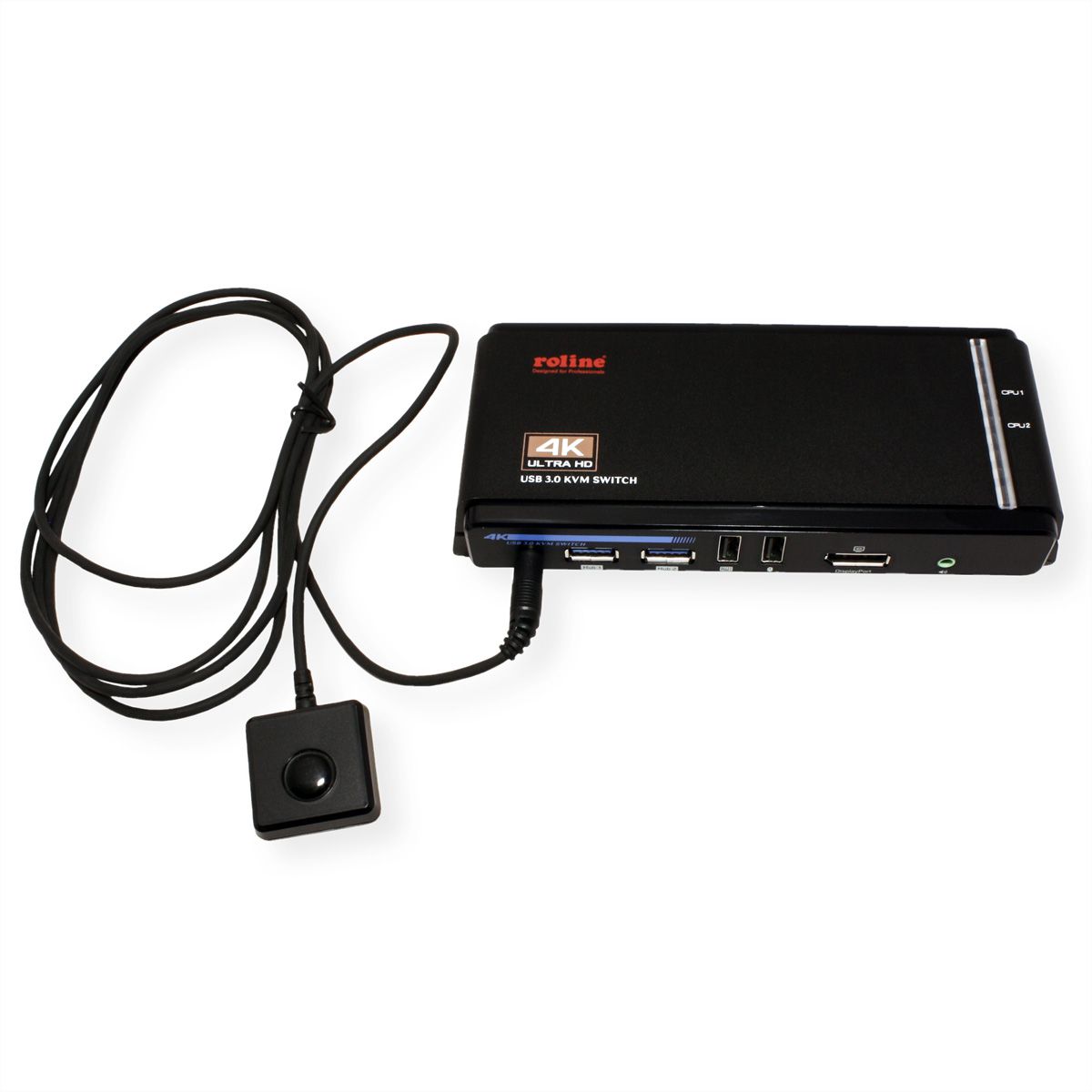 ROLINE KVM Switch, 1 User 2 PCs, DisplayPort, with USB Hub