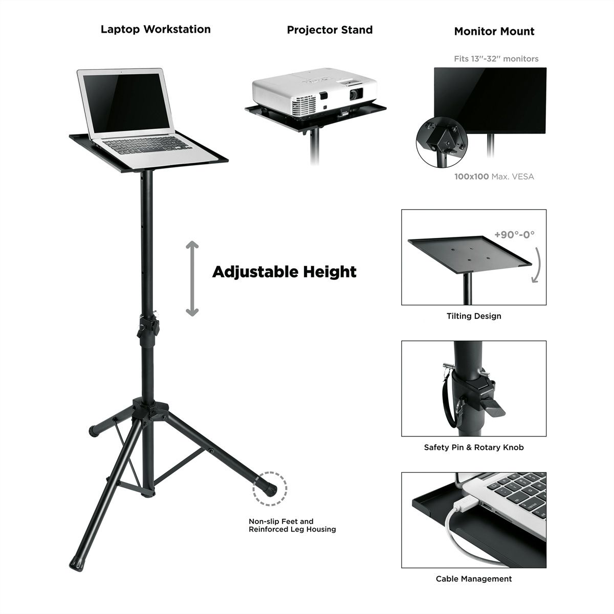 VALUE height Adjustable MultiPurpose Tripod Stand, black