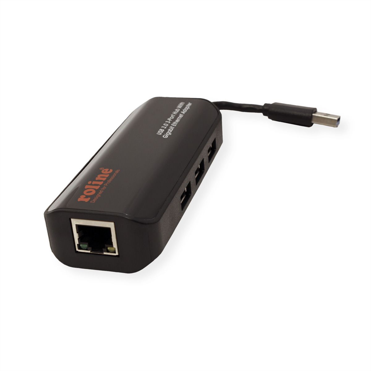 ROLINE USB 3.2 Gen 1 to Gigabit Ethernet Converter + Hub 3x