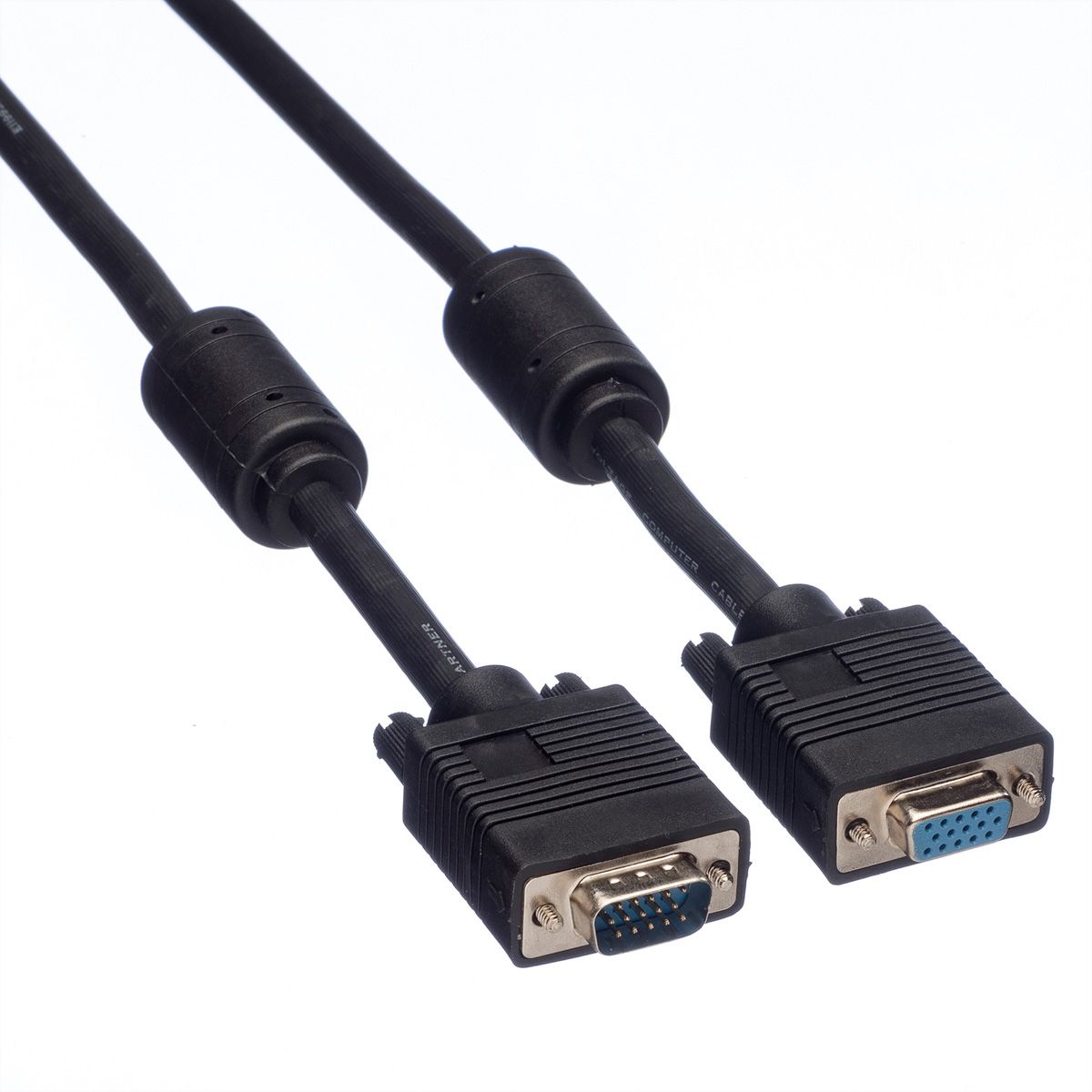 ROLINE HQ VGA Cable + Ferrite + DDC, HD15, M/F, 3 m