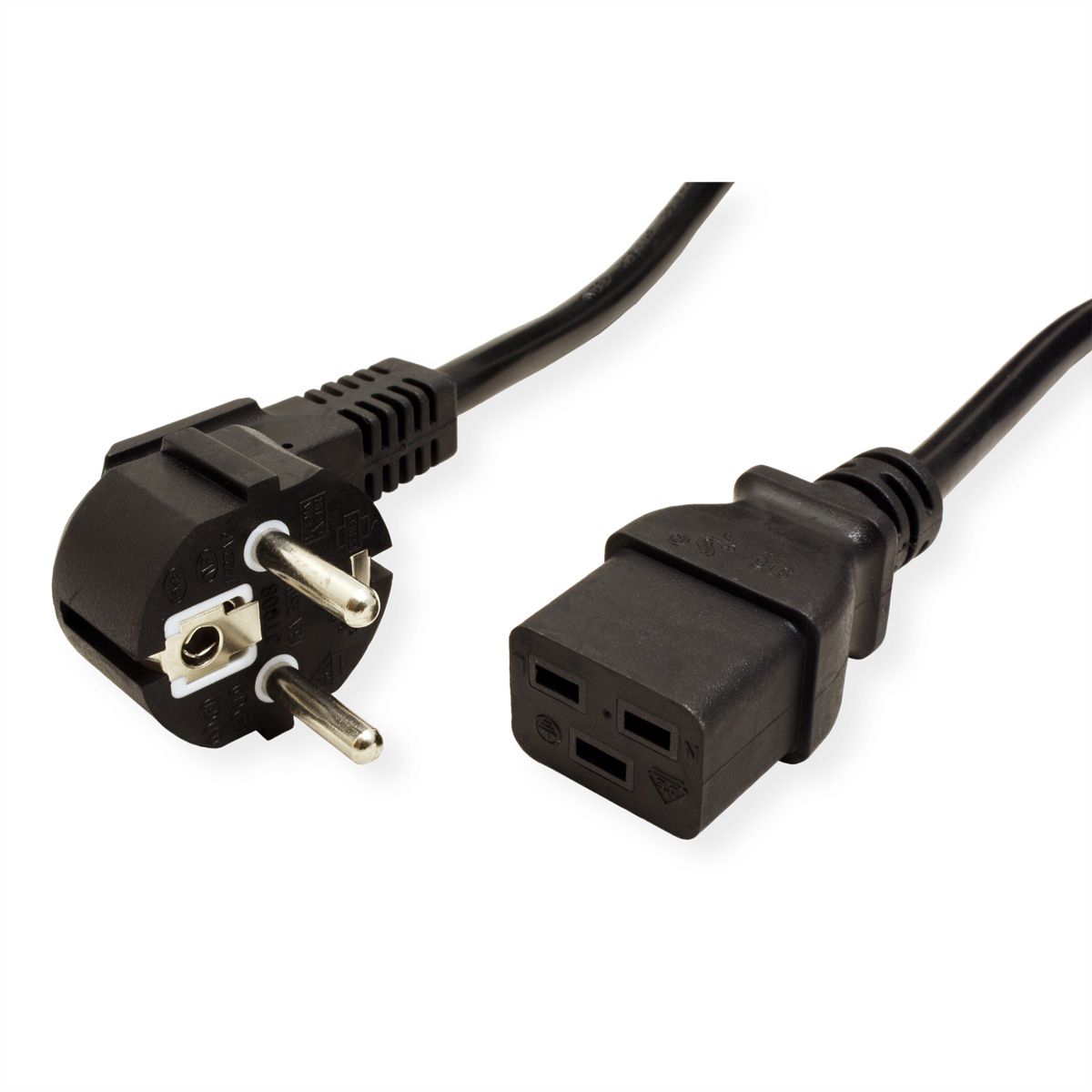 VALUE Power Cord 3P German Type, IEC320 C19 16A, black, 2 m