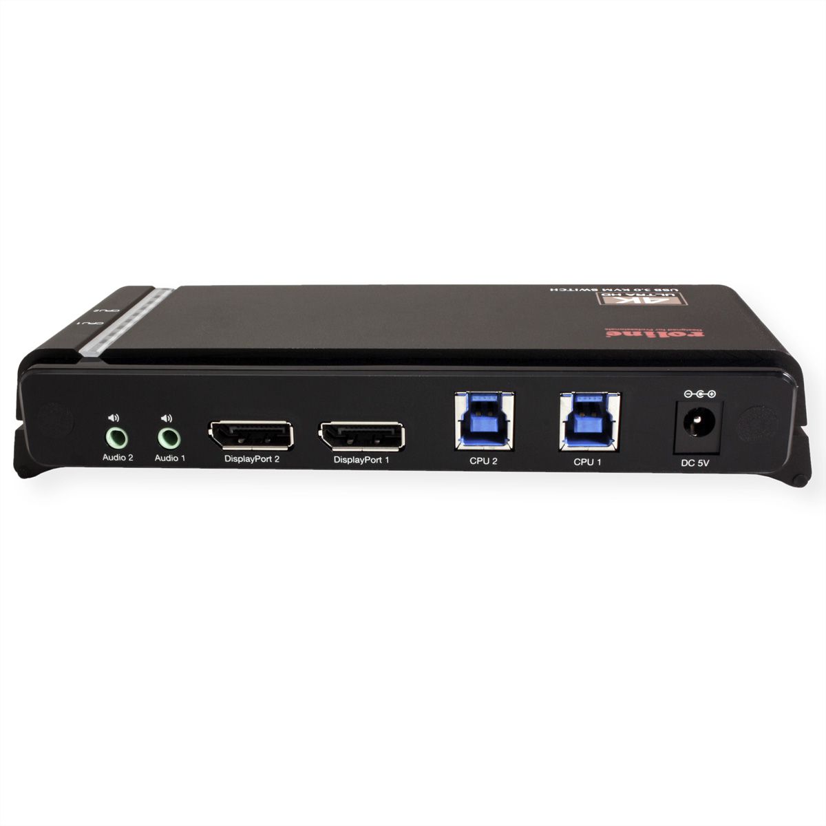 ROLINE KVM Switch, 1 User 2 PCs, DisplayPort, with USB Hub