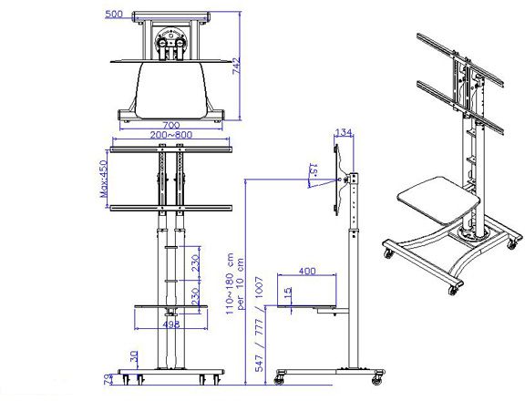 VALUE  LCD/Plasma TV Cart, silver