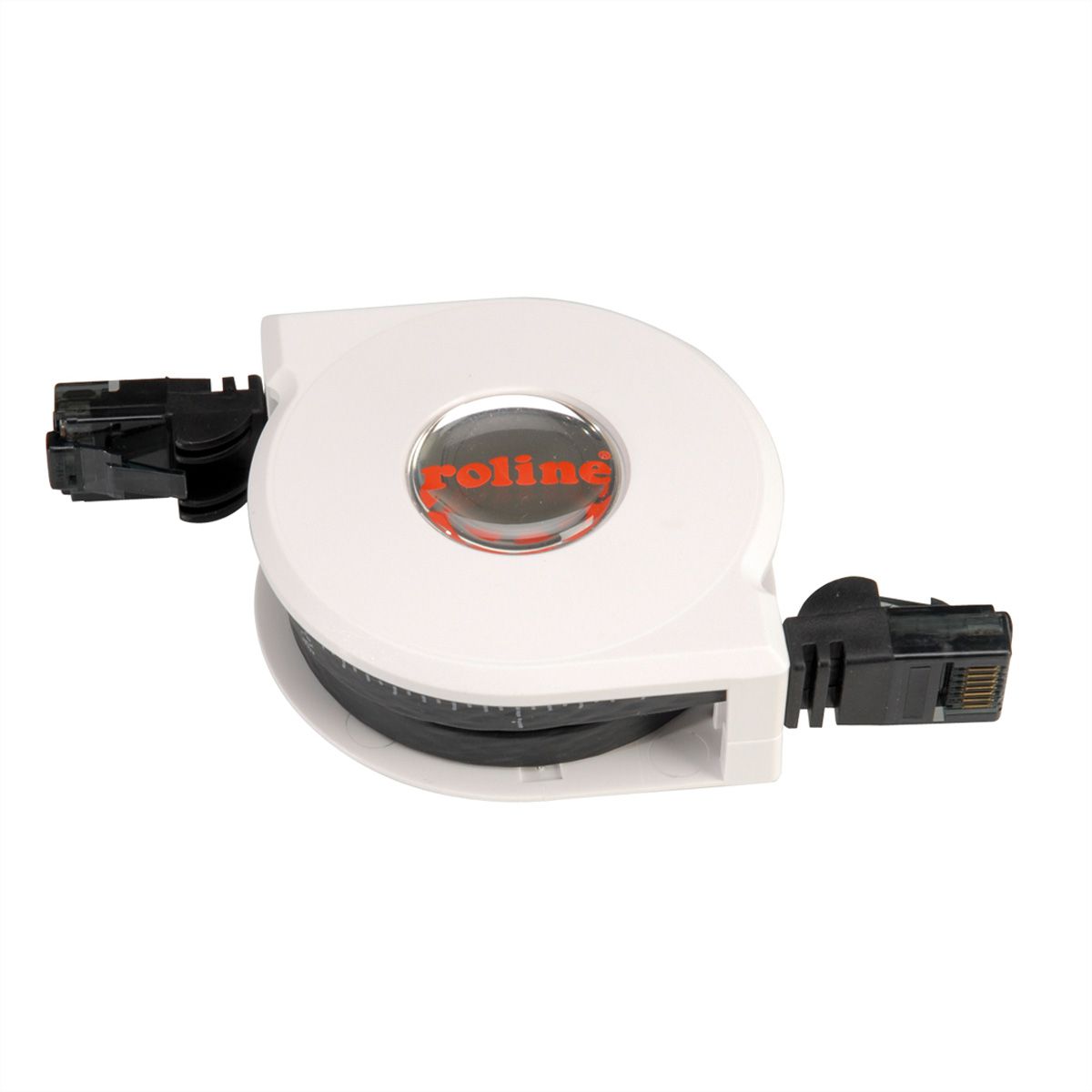 ROLINE UTP Patch Cord Cat.5e, black, 2 m, Retractable