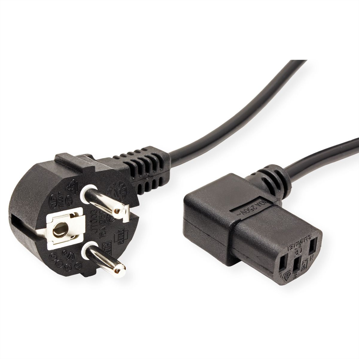 VALUE Power Cable, angled IEC Connector, black, 1.8 m