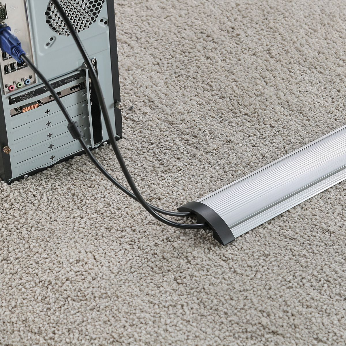 ROLINE 2Channel Aluminum Floor Cable Cover, 92 x 22 mm, silver, 1.1 m