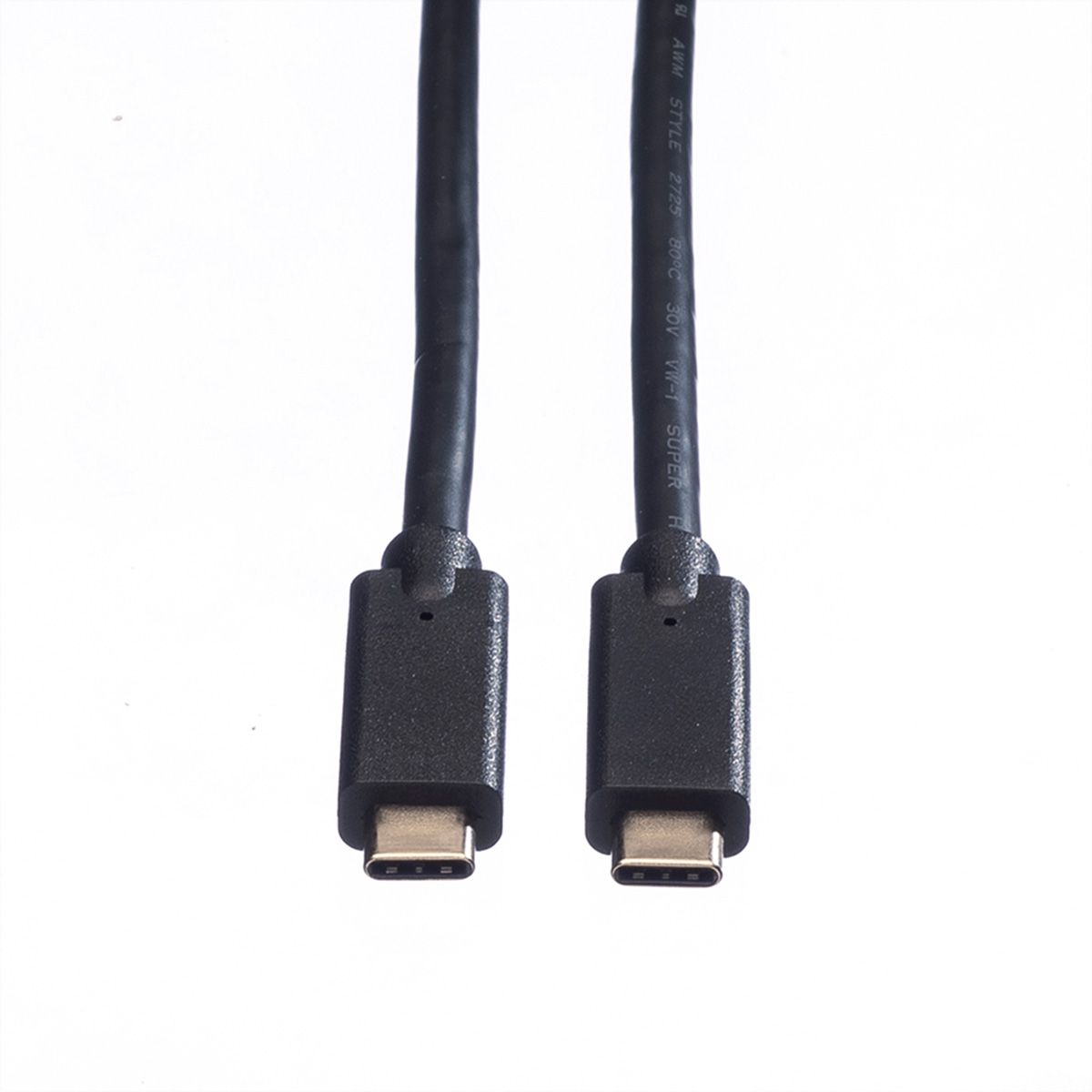 ROLINE USB 3.2 Gen 2 Cable, PD (Power Delivery) 20V5A, with Emark, C-C, M/M, black, 0.5 m