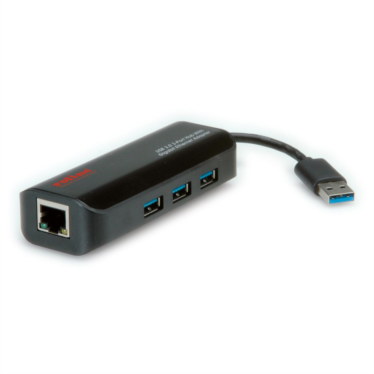 ROLINE USB 3.2 Gen 1 to Gigabit Ethernet Converter + Hub 3x