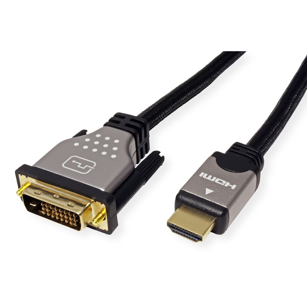ROLINE Monitor Cable, DVI (24+1) HDMI, Dual Link, M/M, black /silver