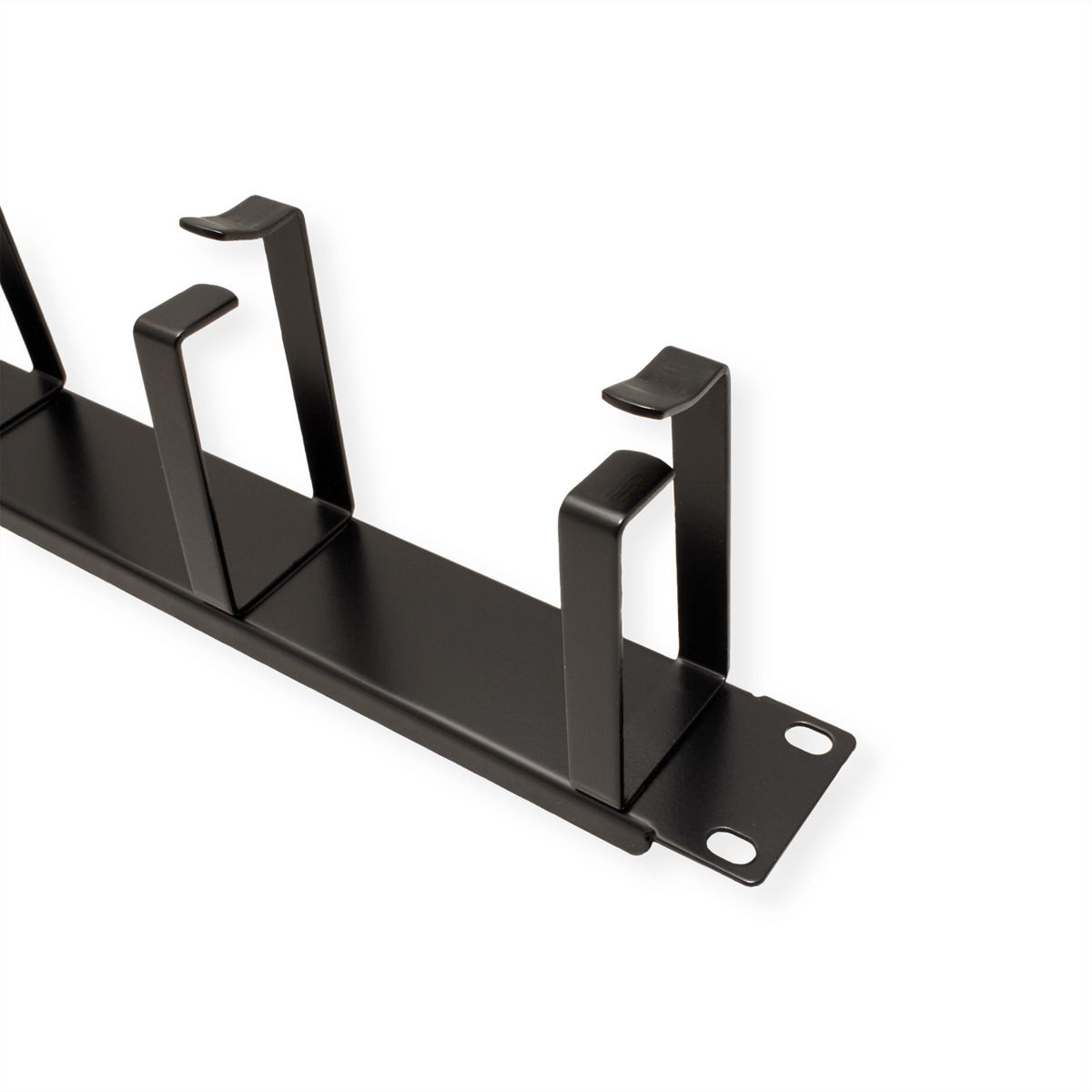 VALUE 19" 1U Cable Management Plate, GType, 5 Hooks, RAL 9005 black International AG