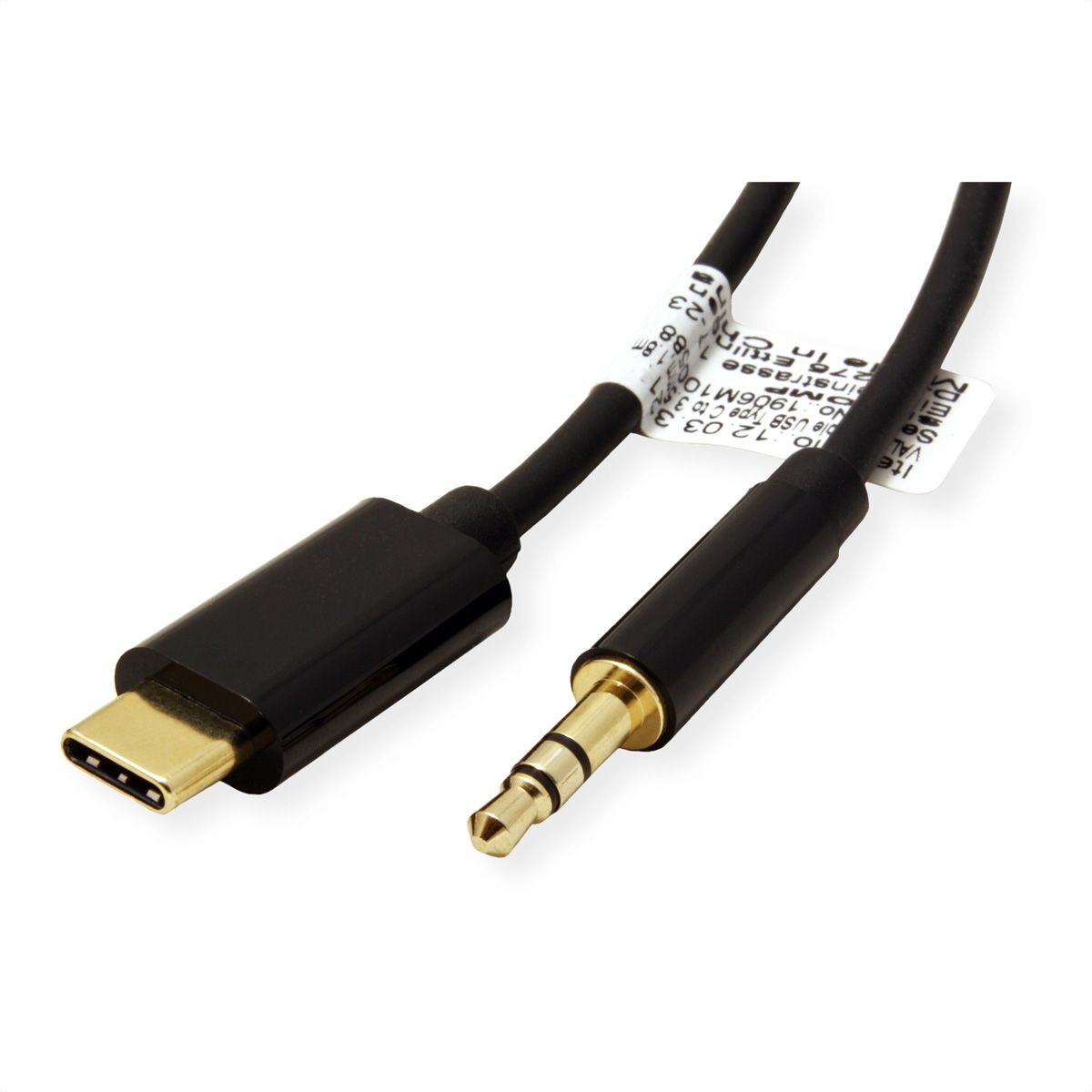 Roline Type C 3 5mm Audio Adapter M M Black 1 8 M Secomp