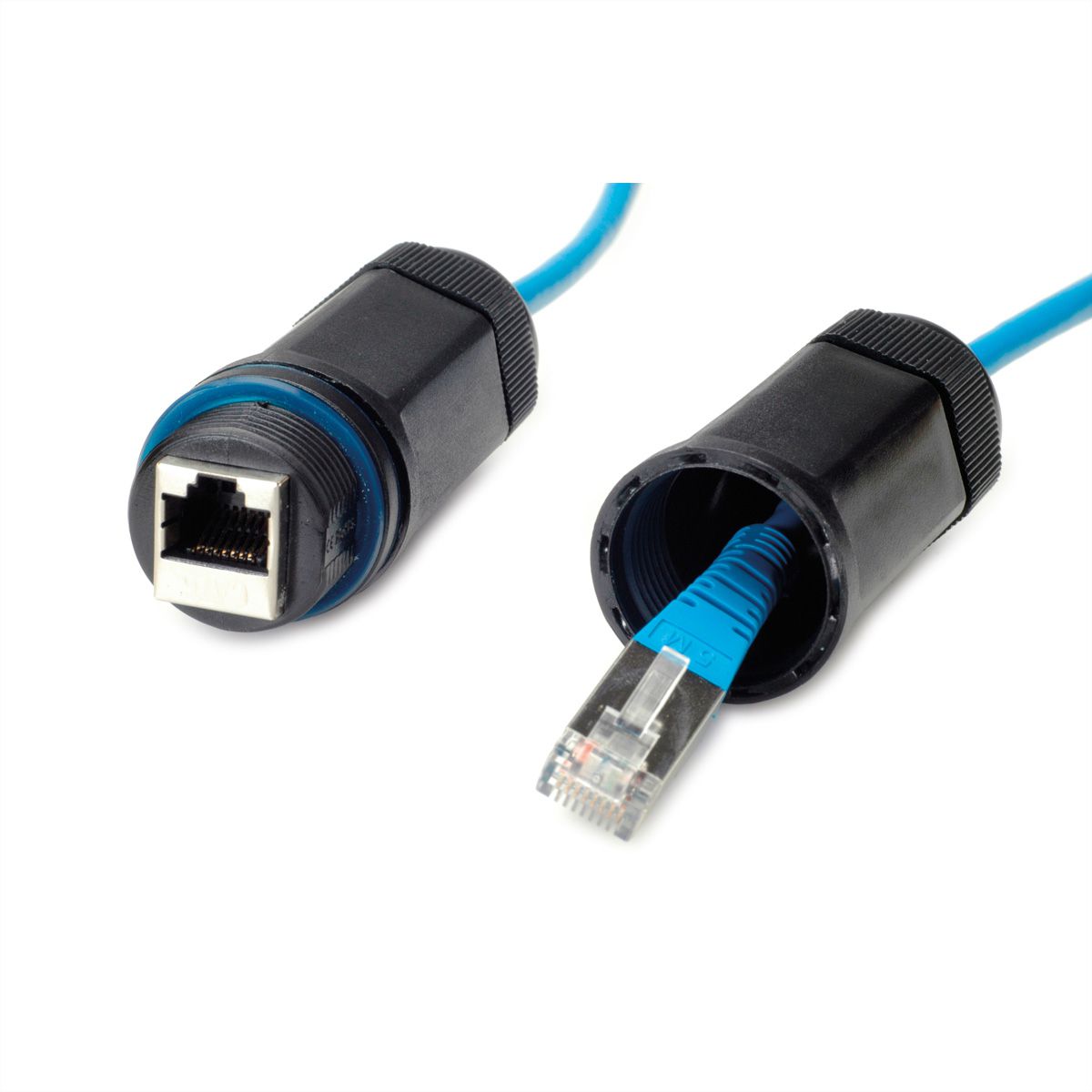 VALUE RJ45 Modular Coupler, Cat.6 (Class E), STP, Outdoor/Industrial, black
