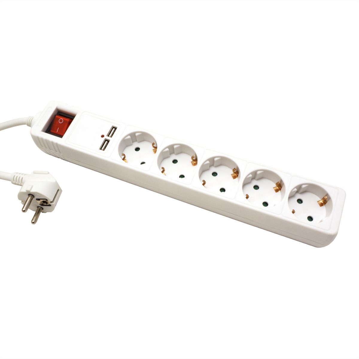 VALUE Power Strip, 5-way, with Switch, white, 1.5 m