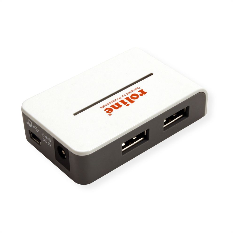 ROLINE USB 2.0 Hub "Black and White", 4 Ports, with Power Supply
