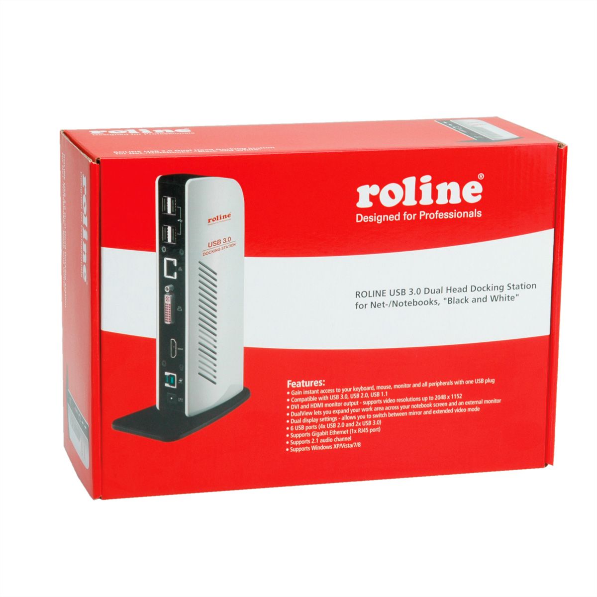 Roline Dual Head Docking Station For Net Notebooks Black And White Usb 3 2 Gen 1 Secomp International