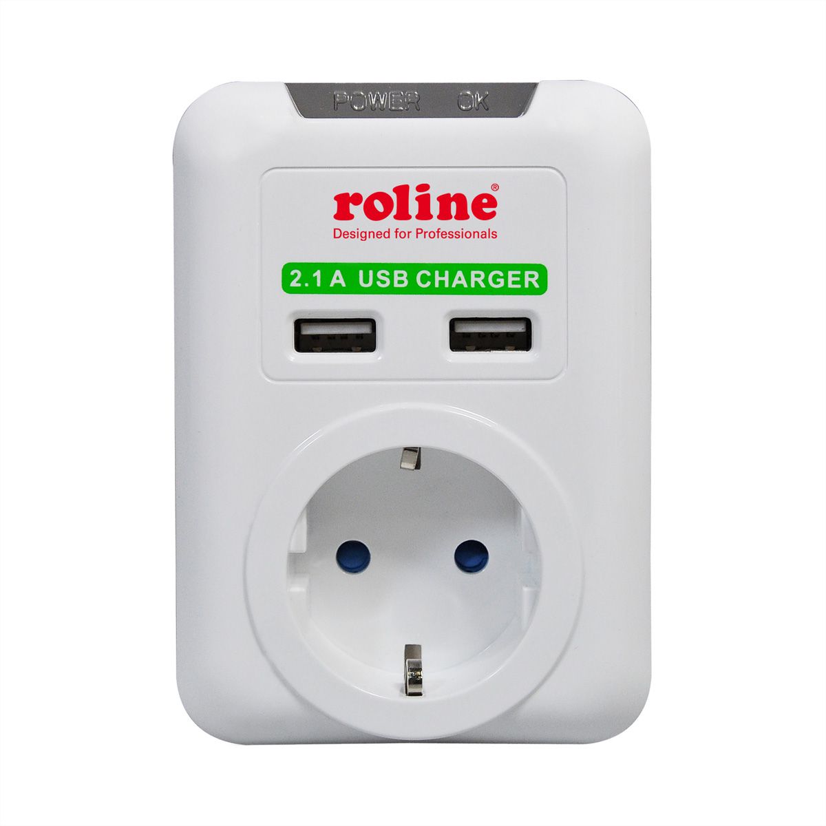 ROLINE Power Wall Outlet, 2x USB Charger