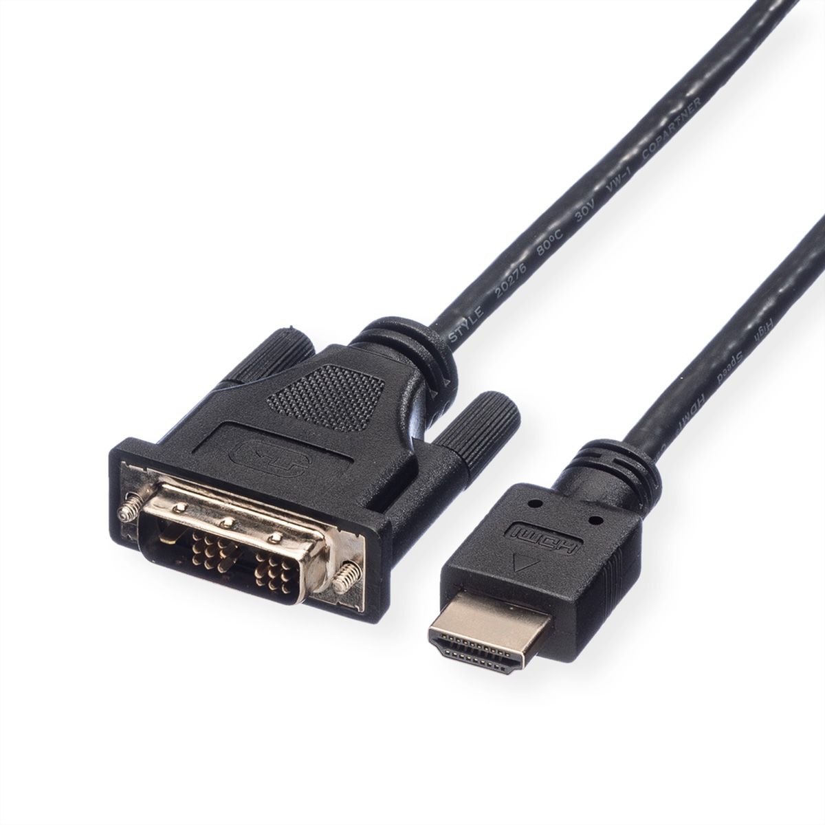 ROLINE DVI Cable, DVI (18+1) HDMI, M/M, black, 2 m