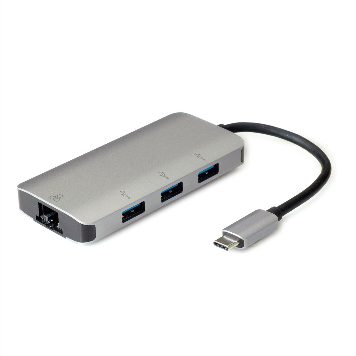 ROLINE USB Type C to Gigabit Ethernet Converter + Hub 3x