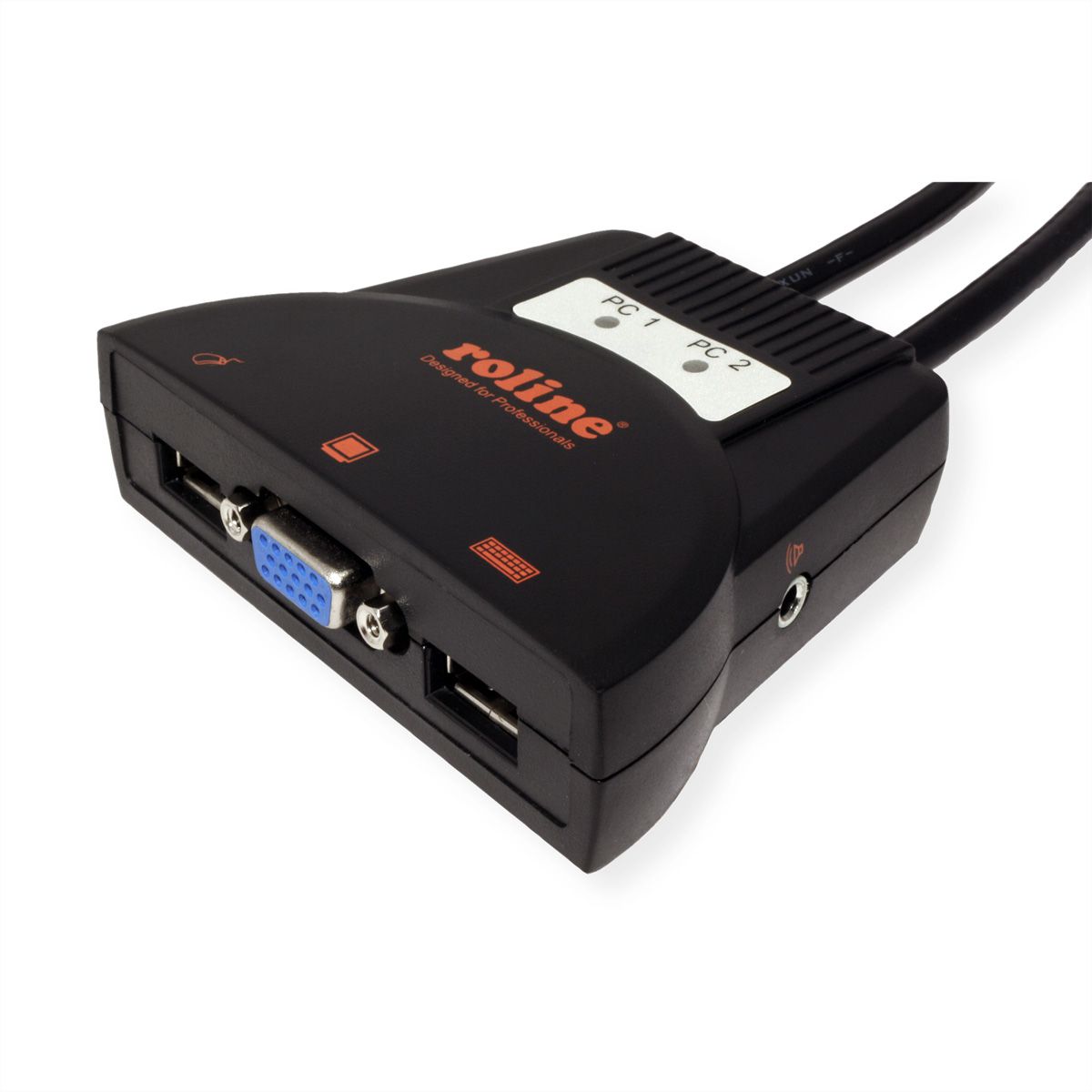 ROLINE KVM Switch "Star" 1 User 2 PCs, Audio, USB