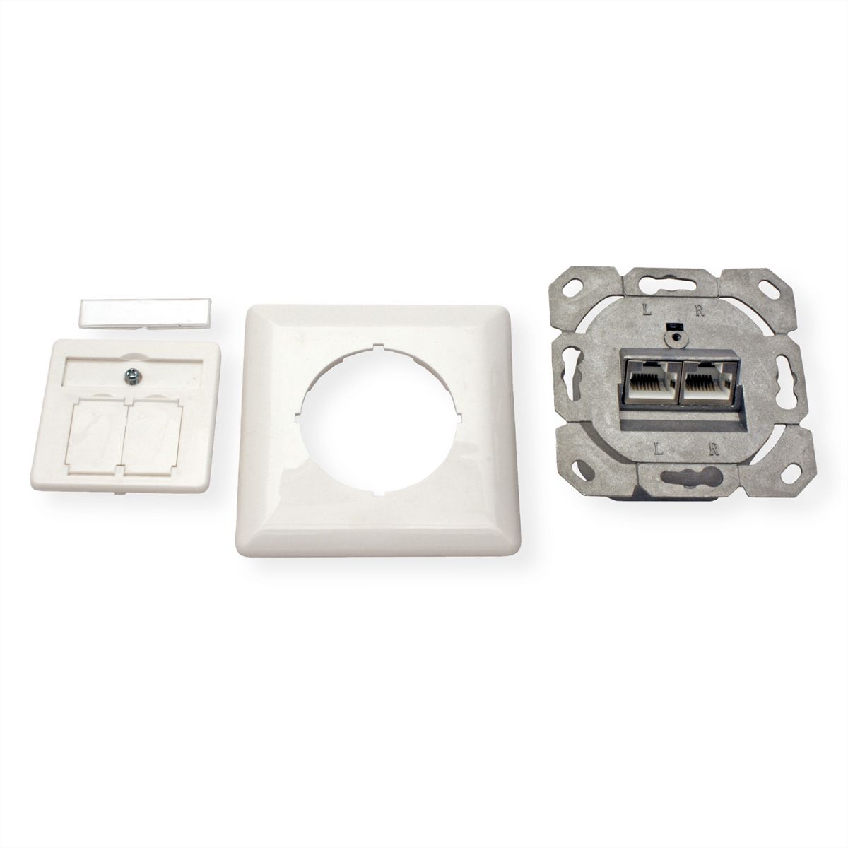 VALUE Cat.6A (Class EA) Flush Mount Wall Jack, STP, horizontal, white