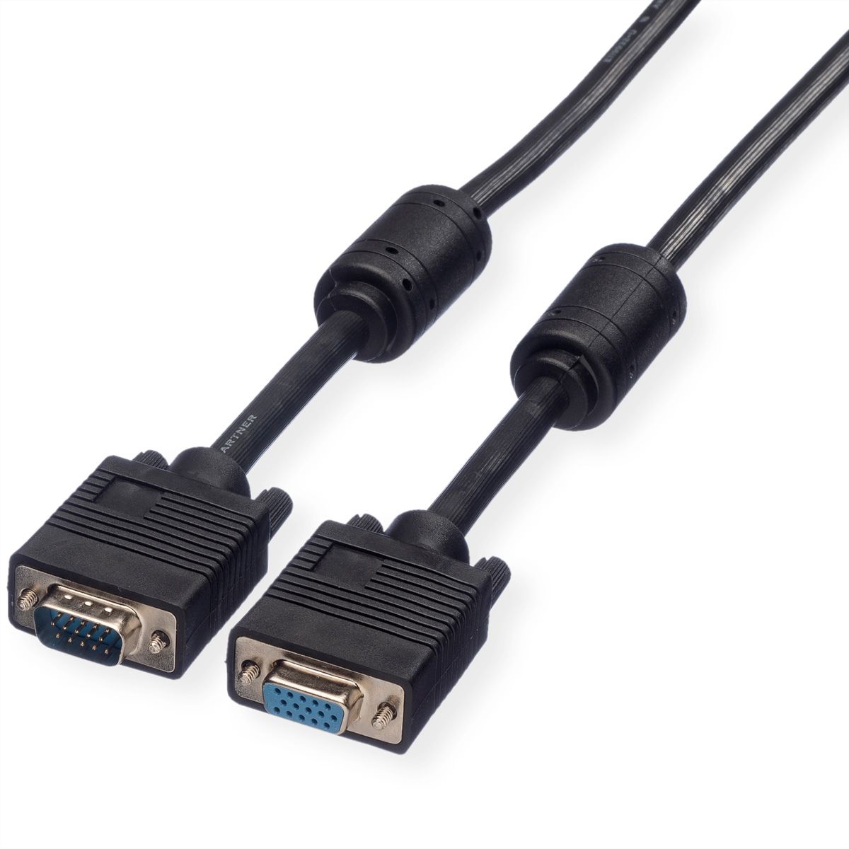 ROLINE HQ VGA Cable + Ferrite + DDC, HD15, M/F, 3 m