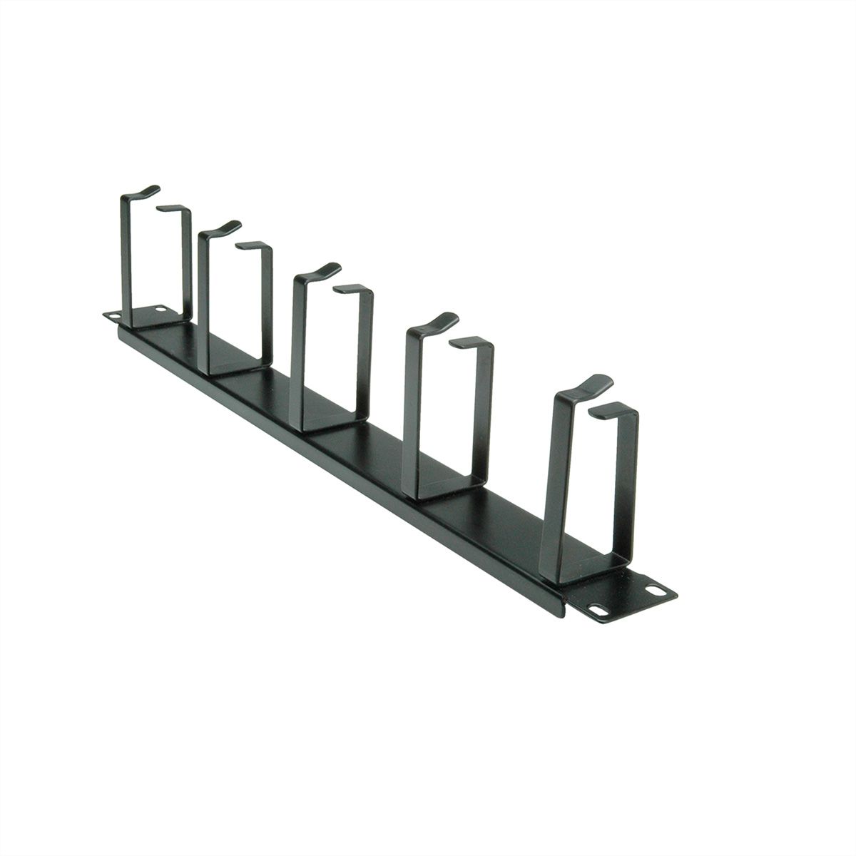 VALUE 19" 1U Cable Management Plate, GType, 5 Hooks, RAL 9005 black International AG