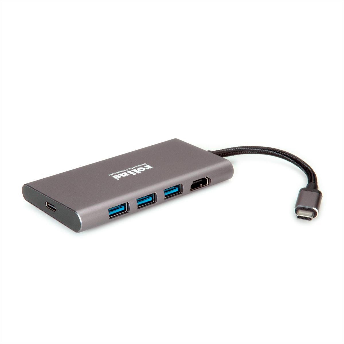 ROLINE USB Type C Docking Station, 4K HDMI, 3x USB 3.2 Gen 1 ports, 1x SD/MicroSD card reader, 1x USB Type C PD (Power Delivery)