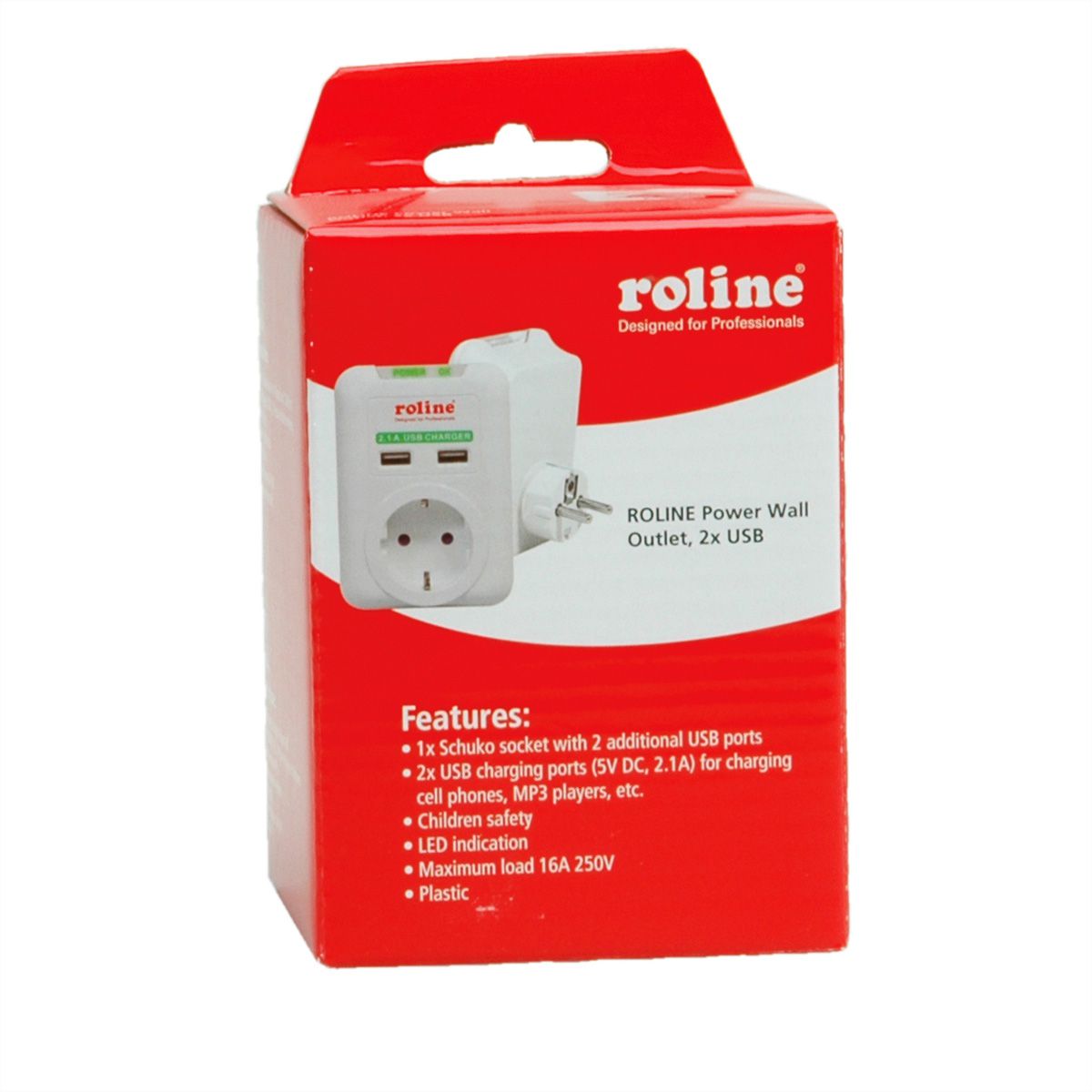 ROLINE Power Wall Outlet, 2x USB Charger