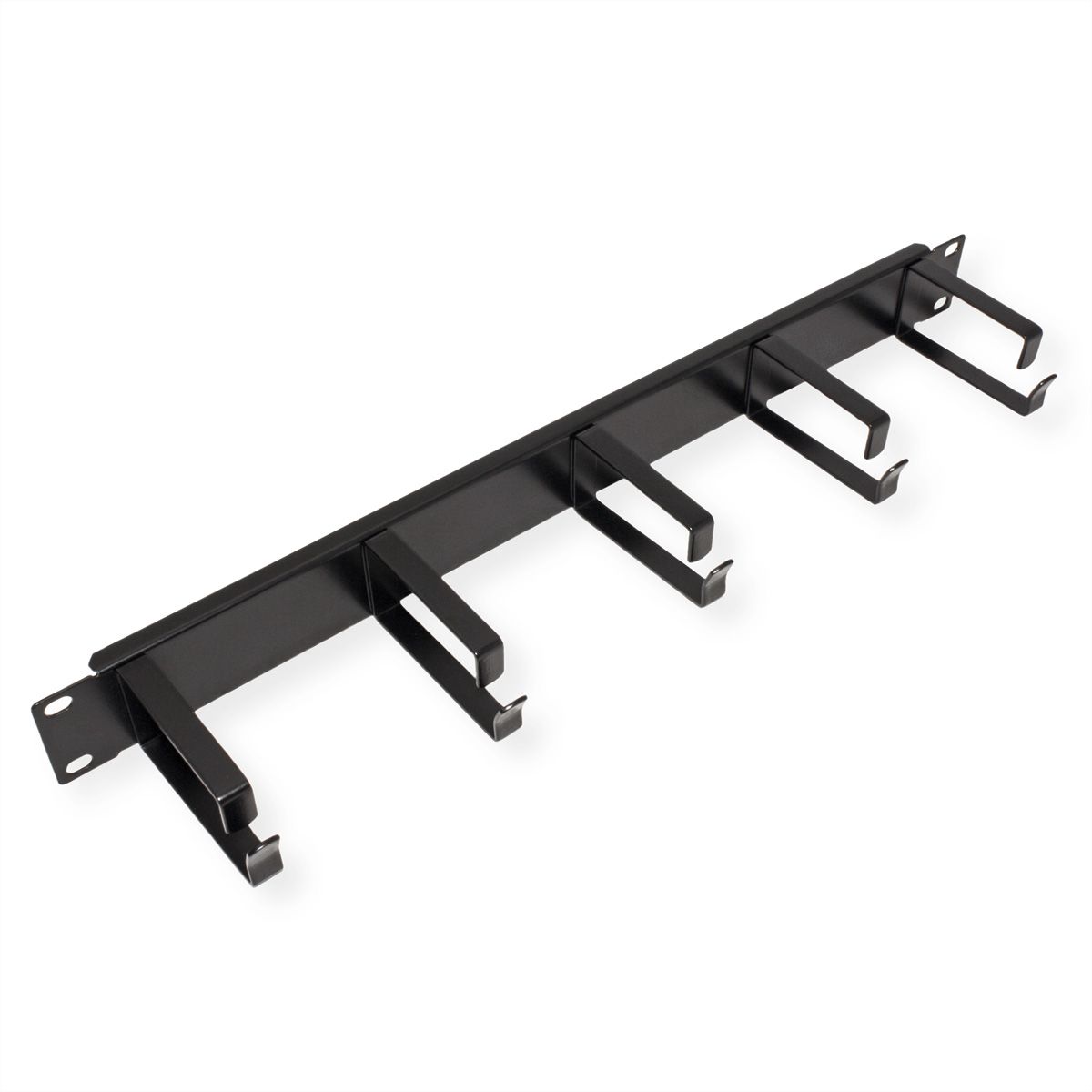 VALUE 19" 1U Cable Management Plate, GType, 5 Hooks, RAL 9005 black International AG