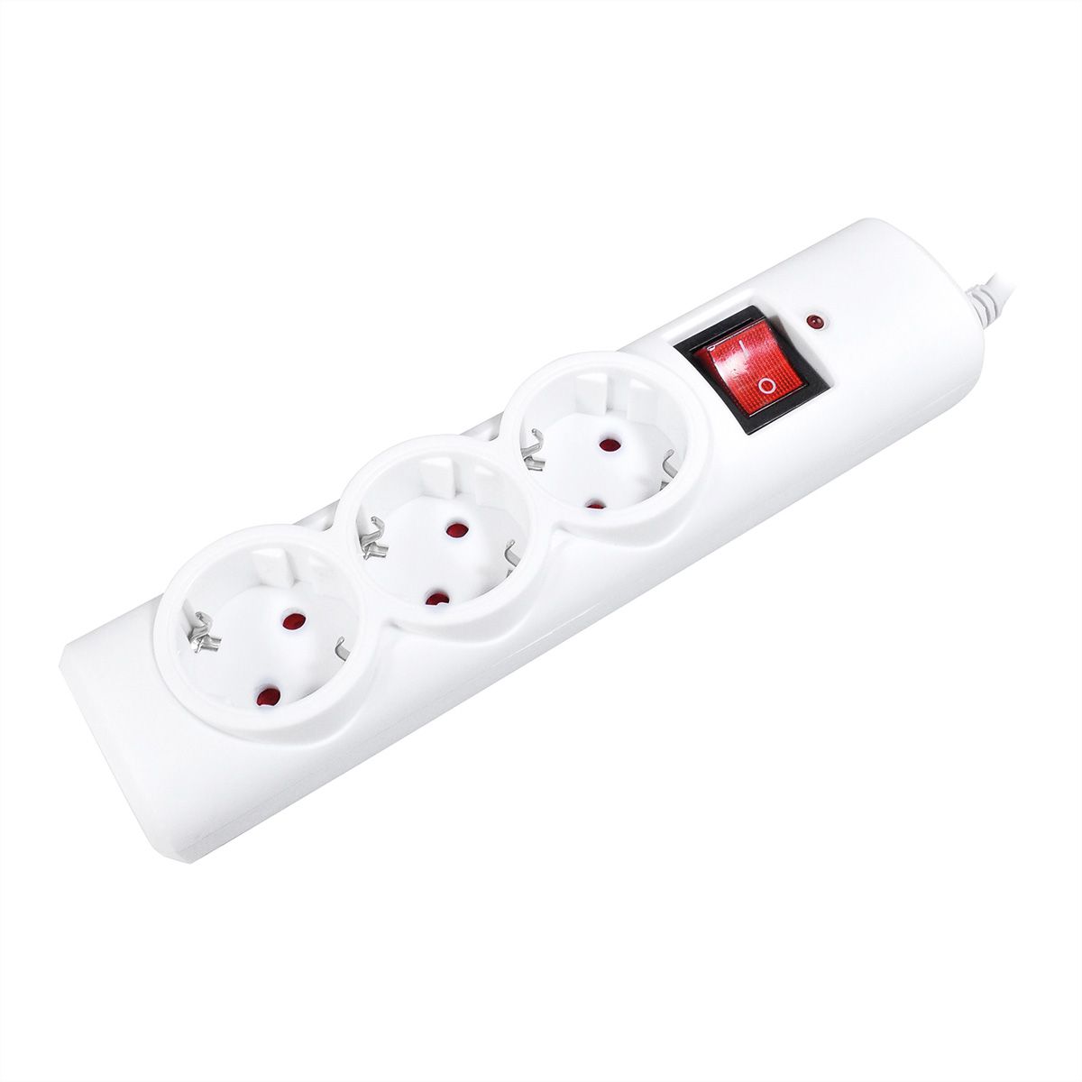 VALUE Power Strip, 3-way, with Switch, Surge Protection, white, 1.5 m