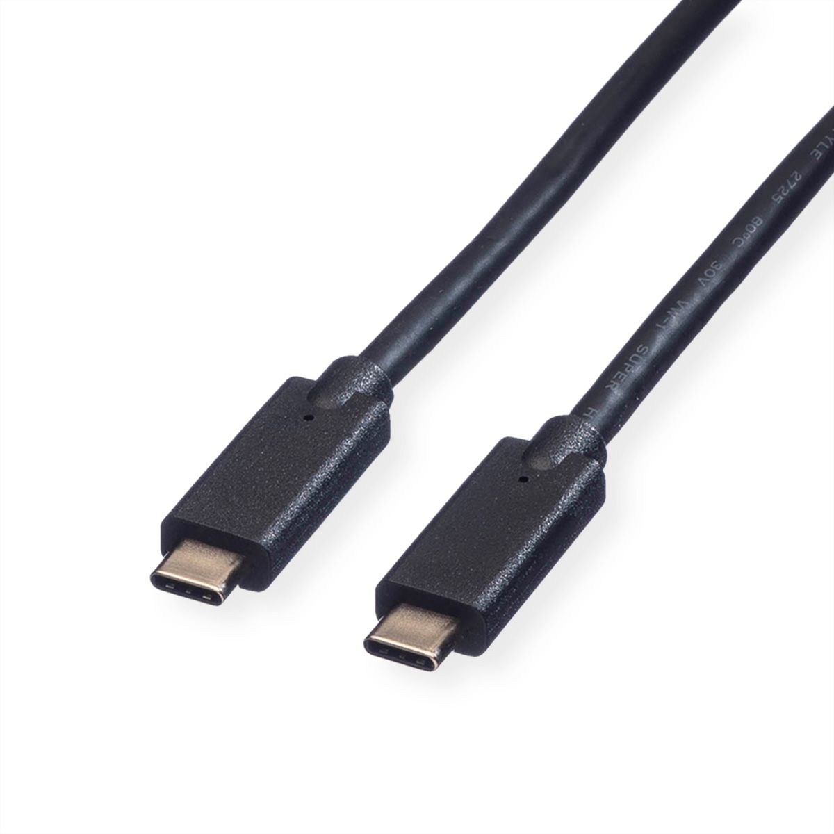 ROLINE USB 3.2 Gen 2 Cable, PD (Power Delivery) 20V5A, with Emark, C-C, M/M, black, 0.5 m