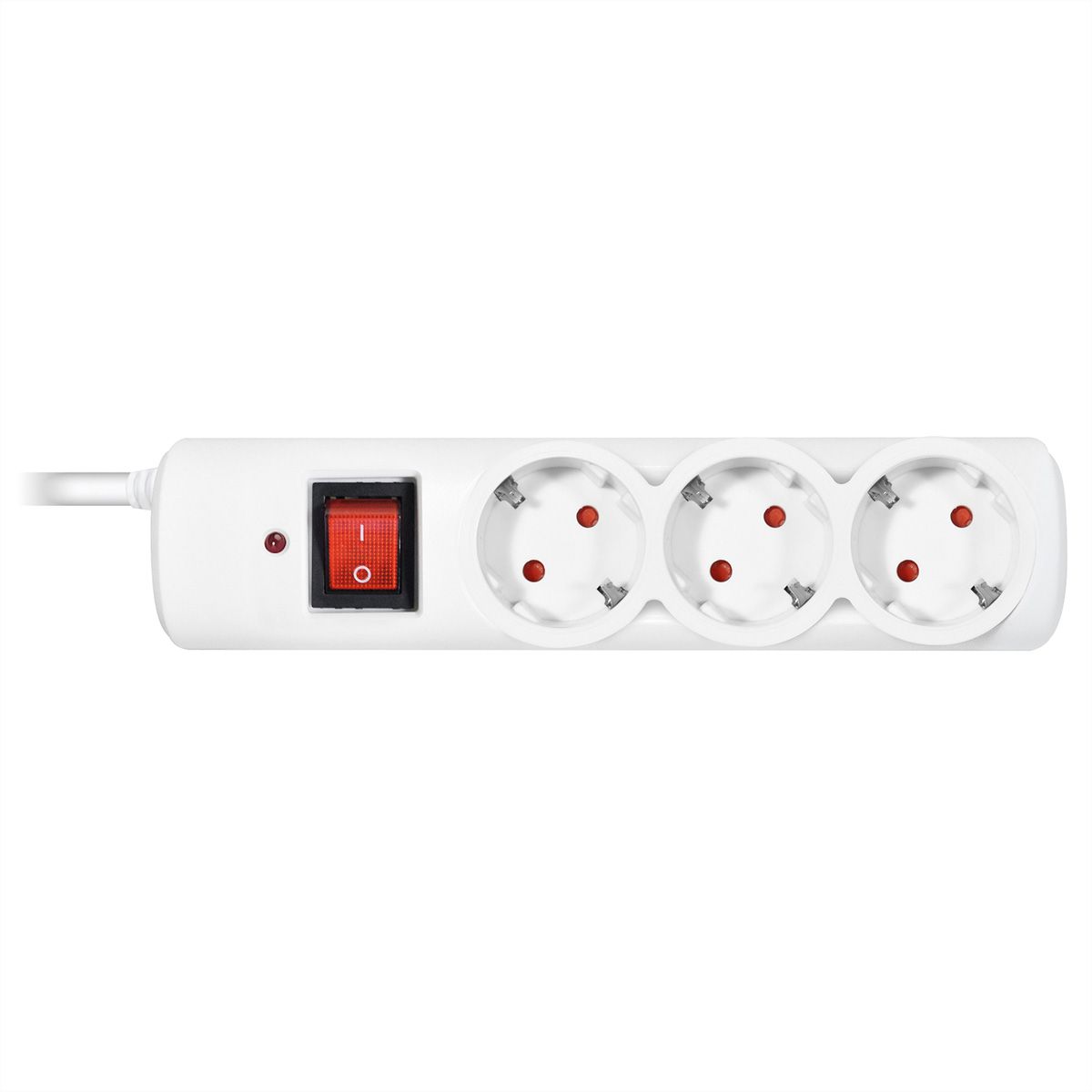 VALUE Power Strip, 3-way, with Switch, Surge Protection, white, 1.5 m