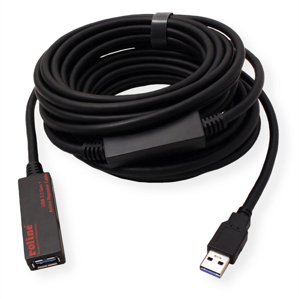 ROLINE USB 3.2 Gen 1 Active Repeater Cable, black, 10 m