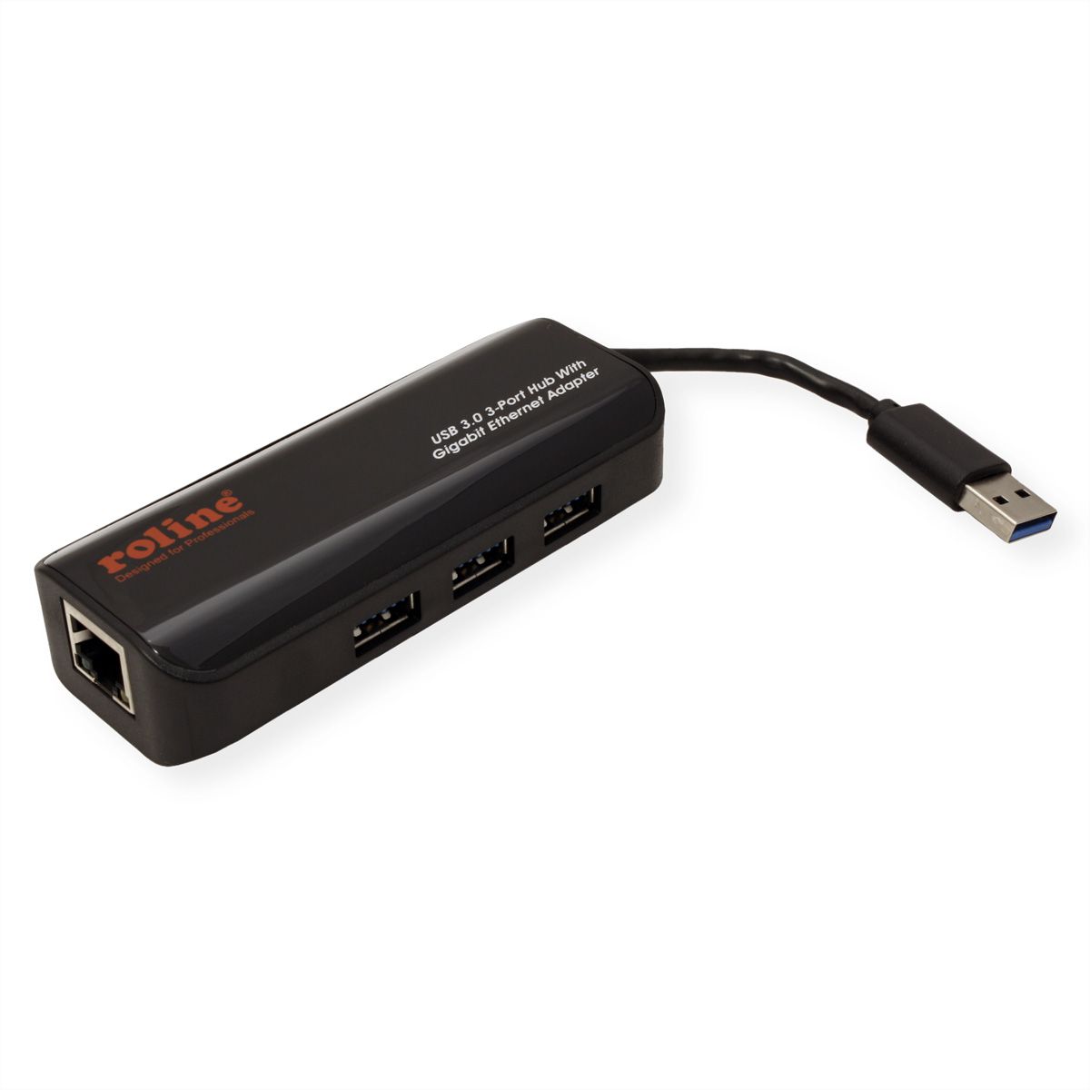 ROLINE USB 3.2 Gen 1 to Gigabit Ethernet Converter + Hub 3x