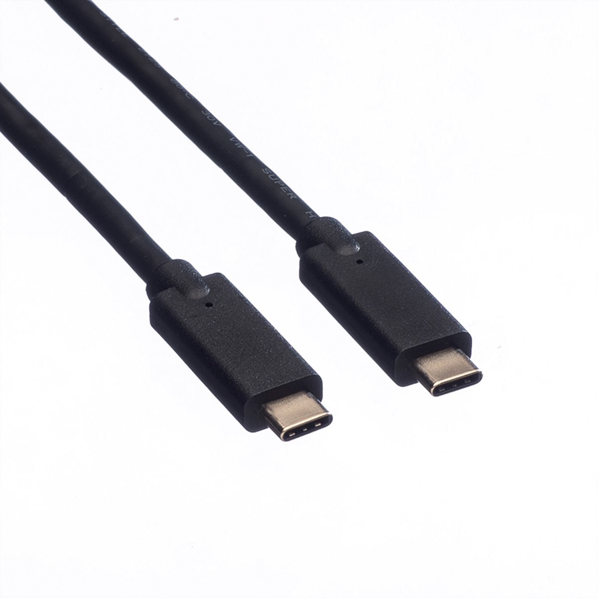 ROLINE USB 3.2 Gen 2 Cable, PD (Power Delivery) 20V5A, with Emark, C-C, M/M, black, 0.5 m