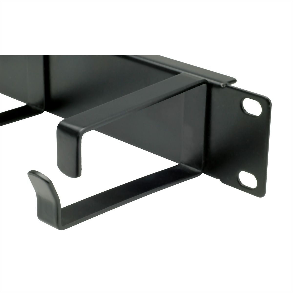 VALUE 19" 1U Cable Management Plate, GType, 5 Hooks, RAL 9005 black International AG