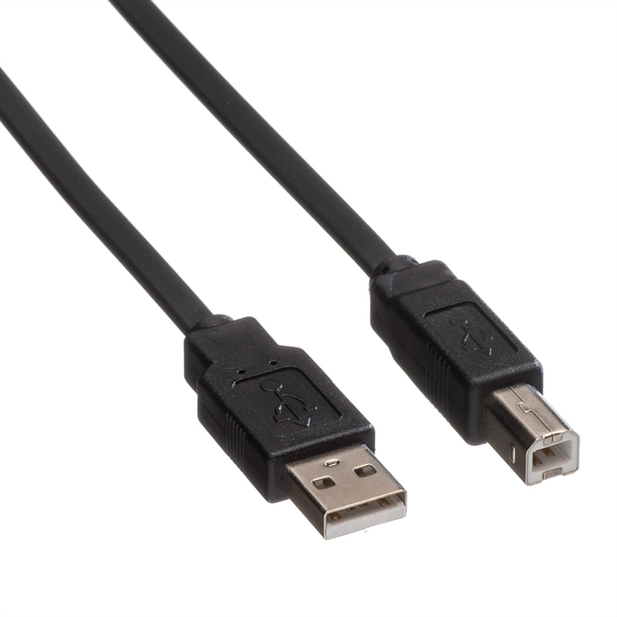 ROLINE USB 2.0 Flat Cable, type A-B, black, 1.8 m