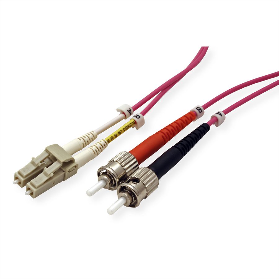 ROLINE Fibre Optic Jumper Cable, 50/125µm, LC/ST, OM4, violet, 3 m