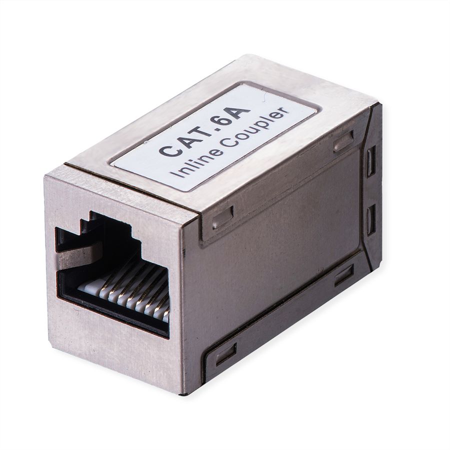VALUE RJ-45 Mini Inline Coupler, Cat.6A (Class EA), shielded, silver