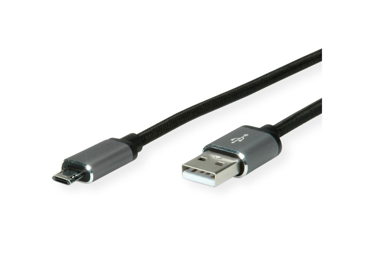 ROLINE USB 2.0 Cable, A - Micro B (reversible), M/M, 3 m