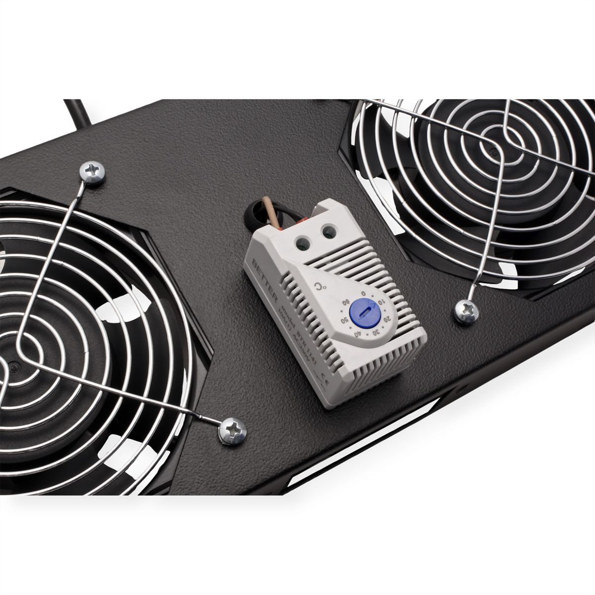 ROLINE Fan unit 2 fans, thermostat, for 19-inch wall housing black