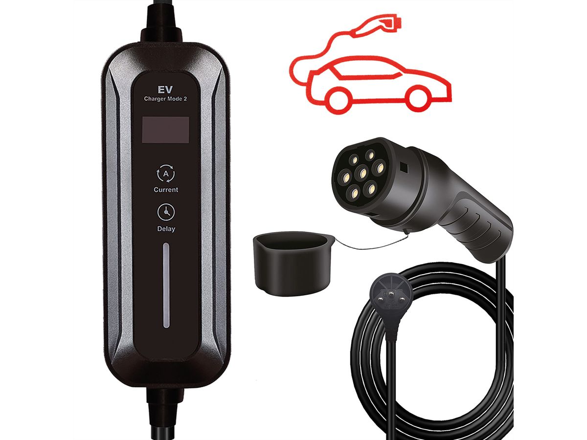 ROLINE Portable EV Charging Cable, Swiss Plug - Type 2, Mode 2, 10 A, 2.3 kW, 3 m