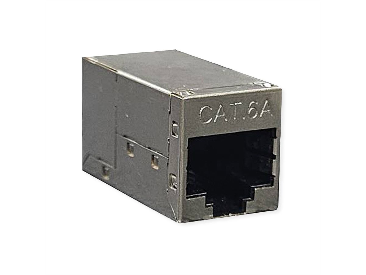 ROLINE RJ-45 Mini Inline Coupler, Cat.6A (Class EA), shielded, silver