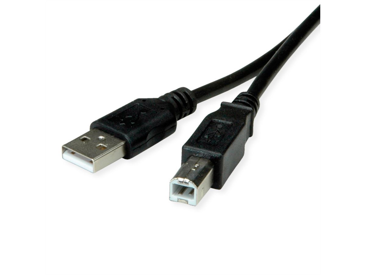ROLINE RM USB 2.0 Cable, A - B, M/M, black, 0.8 m