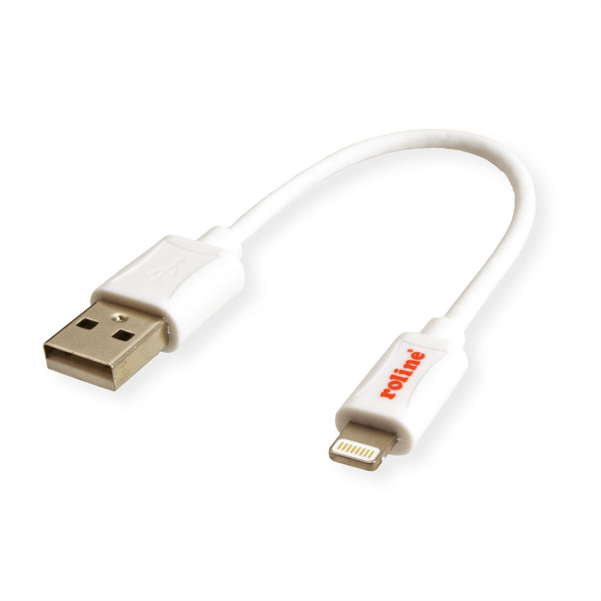 ROLINE 8pin to USB Cable for iPhone, iPod, iPad, white, 0.15 m