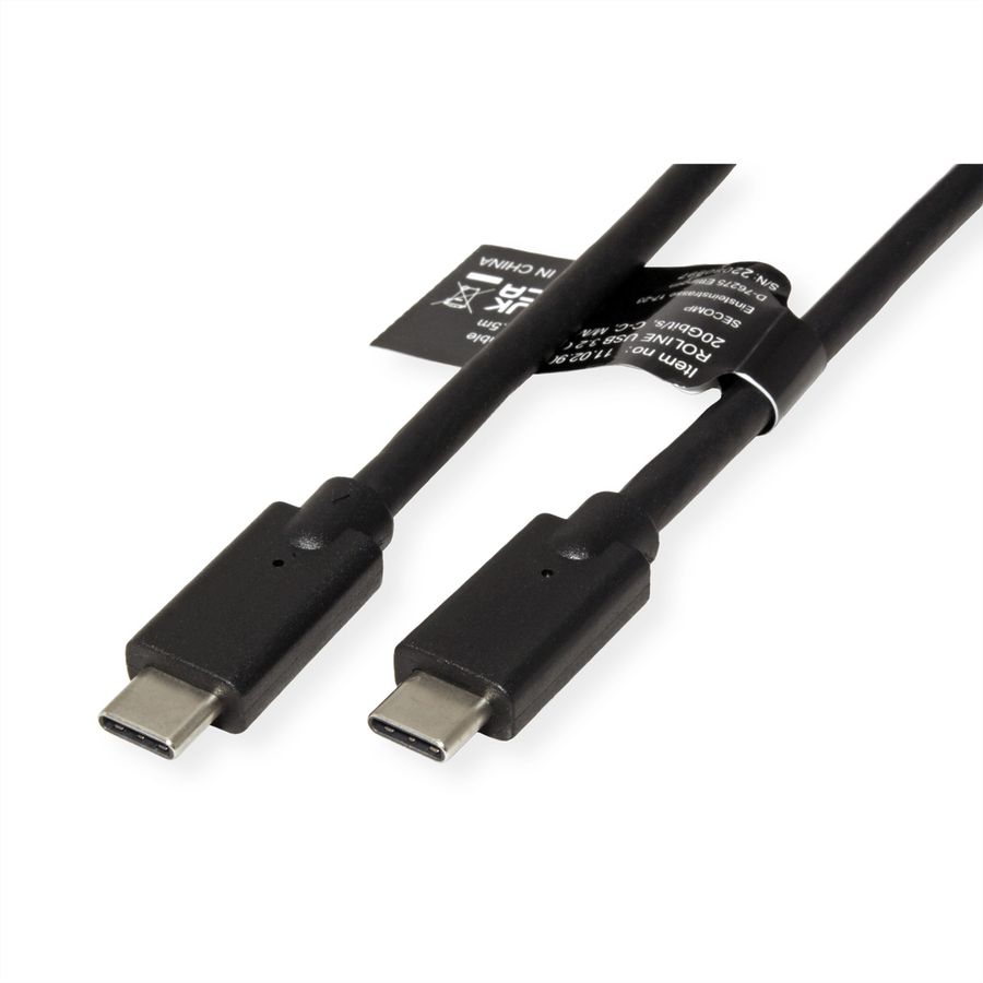 ROLINE Cable USB3.2 Gen2x2, C–C, M/M, 4K UHD-1, 20Gbit/s, 240W, black, 1.5 m