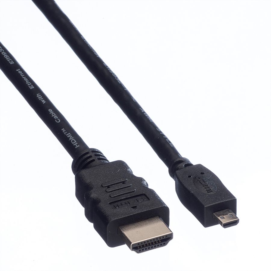 VALUE HDMI High Speed Cable + Ethernet, A - D, M/M, 2 m