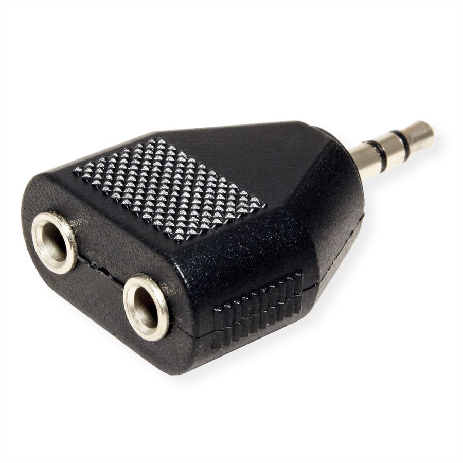 VALUE 3.5mm Adapter, 1x 3.5mm M to 2x 3.5mm F