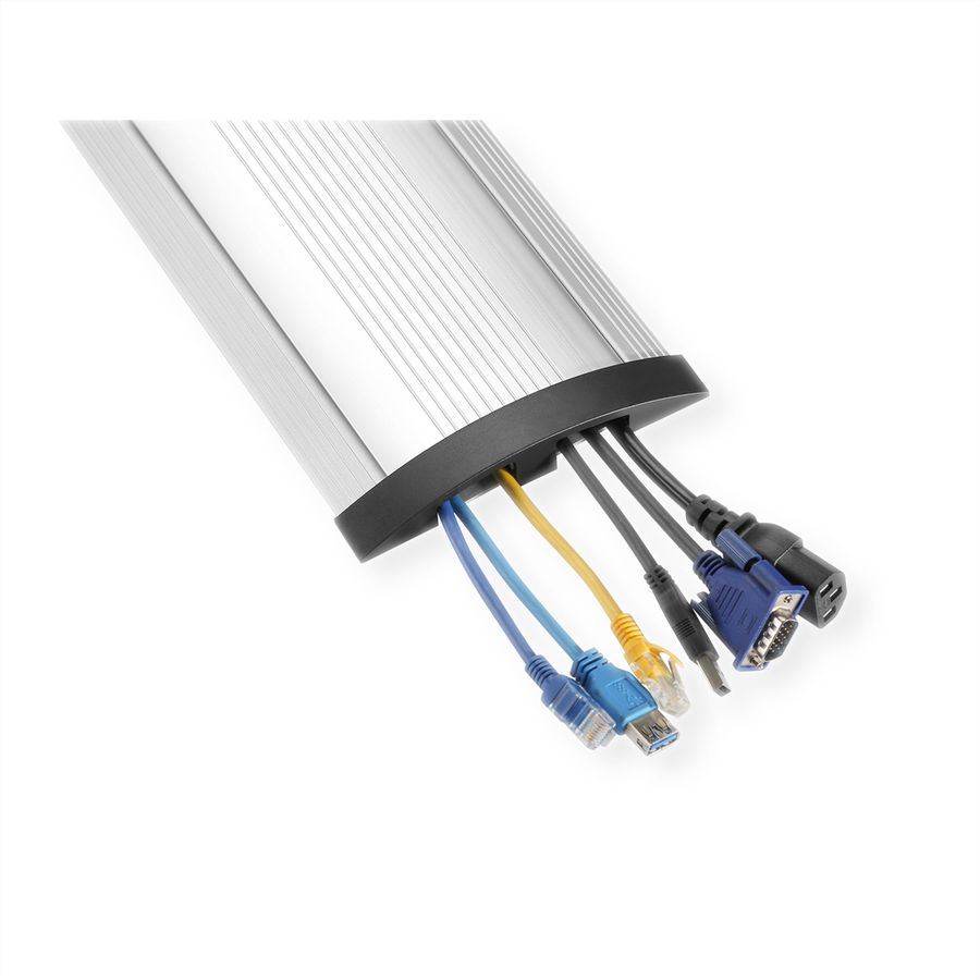 ROLINE 2-Channel Aluminum Floor Cable Cover, 139 x 22 mm, silver, 1.1 m