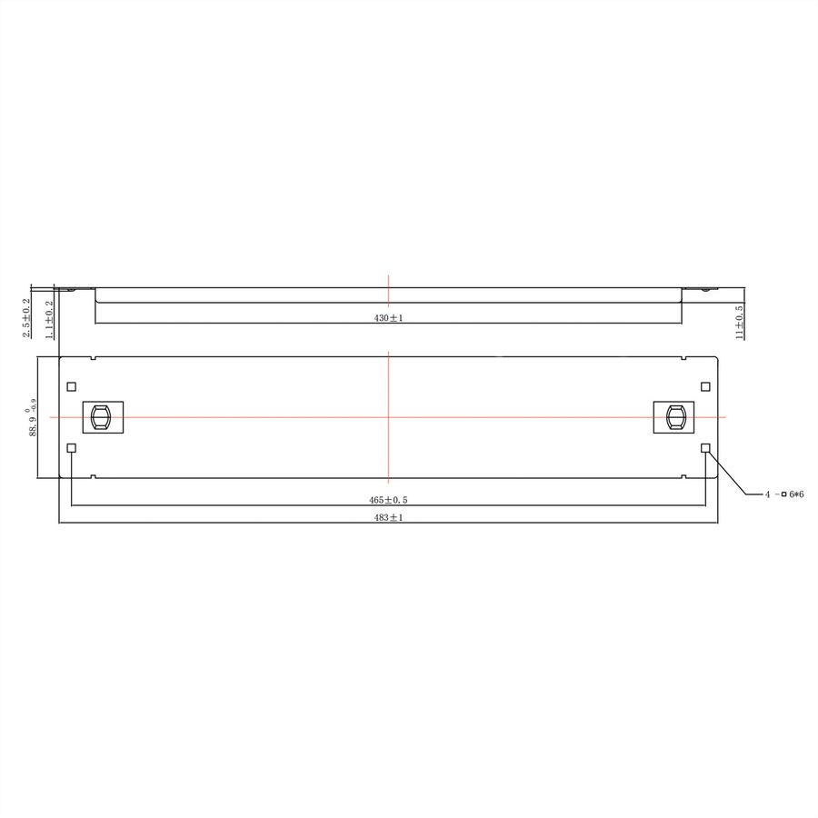 19" Blank Panel, Snap-in, 2U, Metal, black